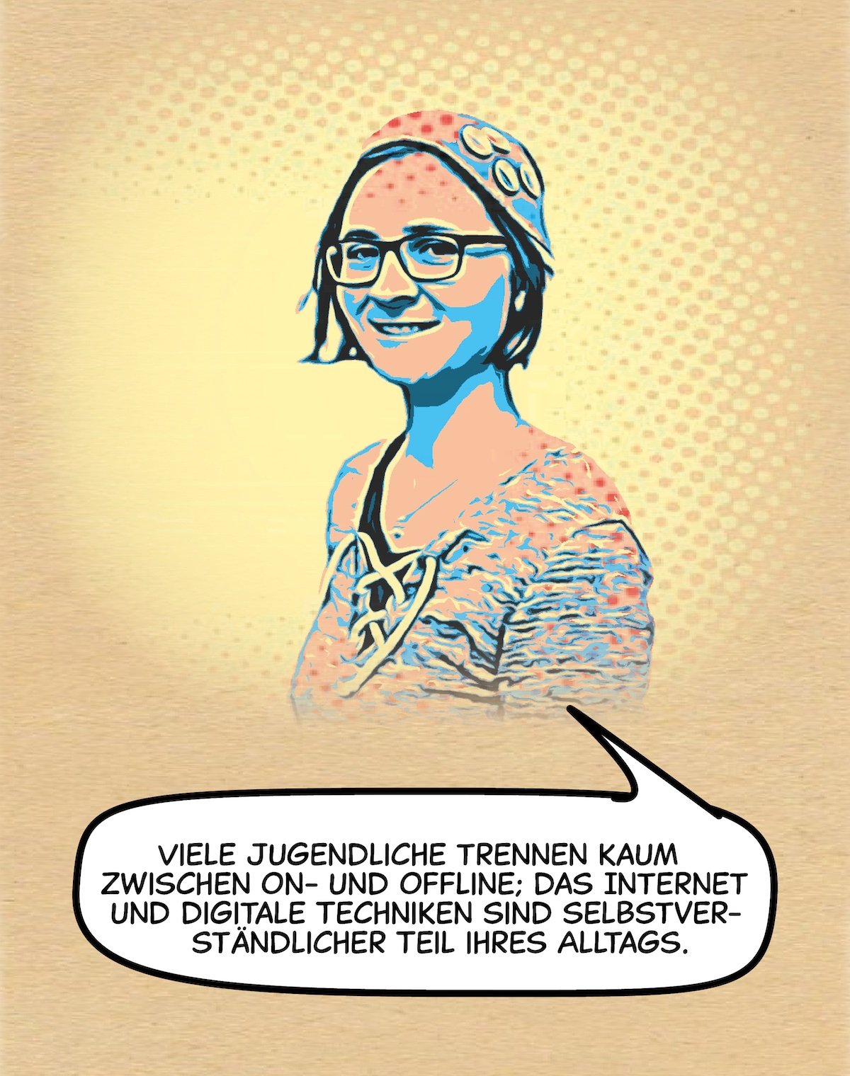 Illustration von Julia Lehnert im Comic-Stil mit Sprechblase
